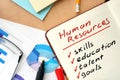 Notepad with words human resources concept Royalty Free Stock Photo