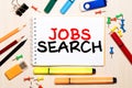 Notepad with words job search concept Royalty Free Stock Photo