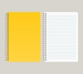 Notepad with a yellow cover and with a binding from left side