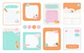 Notepads template. Page list notes organizing, notepad diary for kids used. Cute planner design with stickers, blank Royalty Free Stock Photo