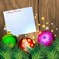 Notepaper with Christmas balls