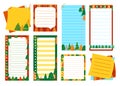 Notepaper lined grid Notepad set with Christmas tree design note paper to do list page xmas vector