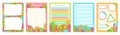 Notepaper lined or grid notepad set daily planner with cacti sticker page copybook frame template