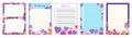 Notepaper lined or grid Notepad set Valentines Day elements daily planner note paper to do list page