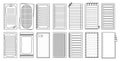 Notepaper lined or grid Notepads outline set weekly daily planner sticker template page vector
