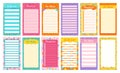 Notepaper lined set with abstract doodle ornament blank weekly gridded daily planner note paper