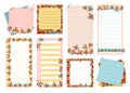 Notepaper page bookmark sticker set stationery element planning daily blank planner butterfly vector Royalty Free Stock Photo