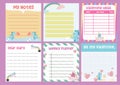 Beautiful note templates with dragons and unicorns theme.