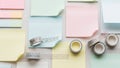 The notes include soft pastel shades like yellow blue pink and green Royalty Free Stock Photo