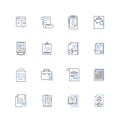 Notes line icons collection. Scribble, Jotting, Memo, Reminders, Memoir, Notebook, Reminder vector and linear