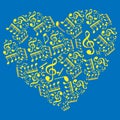 Heart made of notes. Vector illustration Royalty Free Stock Photo
