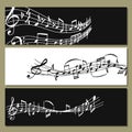 Notes music melody colorfull musician banner symbols sound melody text writting audio symphony vector illustration