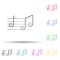 Notes music multi color set icon. Simple thin line, outline of theatre icons for ui and ux, website or mobile application Royalty Free Stock Photo