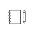 Notes, Notepad, Notebook, Memo, Diary, Paper Thin Line Icon Vector Illustration Logo Template. Suitable For Many Purposes. Royalty Free Stock Photo