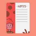 Notes paper with cute illustration boy Royalty Free Stock Photo