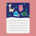 Notes paper with cute sticker animal Royalty Free Stock Photo