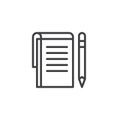 Notes paper and pen outline icon