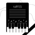 Notes paper with piano design theme