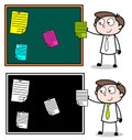 Notes Posting on Notice Board Cartoon Professional Businessman