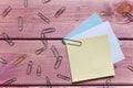 Notes, sticker, paper clips Royalty Free Stock Photo