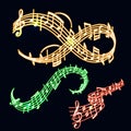 Notes vector music neon melody colorfull musician symbols sound melody text writting audio symphony illustration