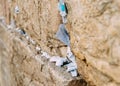 Notes on the wailing Western wall in Jerusalem Israel, including controversially handwritten message for a Free Royalty Free Stock Photo