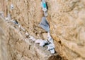 Notes on the wailing Western wall in Jerusalem Israel Royalty Free Stock Photo