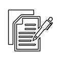 Notes, writing, document outline icon. Line art sketch Royalty Free Stock Photo