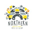Nothern logo template design, badge for nothern travel, sport, holiday, adventure colorful hand drawn vector