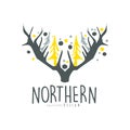 Nothern logo template original design, badge for nothern travel, sport, holiday, adventure colorful hand drawn vector