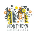 Nothern logo template original design, badge for nothern travel, sport, holiday, adventure colorful hand drawn vector