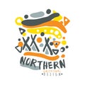 Nothern logo template original design, badge for nothern travel, sport, holiday, adventure colorful hand drawn vector