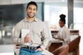 Nothing can help the man with the wrong attitude. a young call centre agent using a digital tablet while working in an Royalty Free Stock Photo