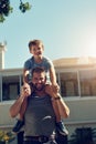 Nothing strengthens a bond like spending time. a father and son spending the day together at home.