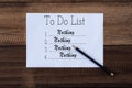 Nothing to do list on paper. to do list note on wooden background Royalty Free Stock Photo