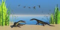 Nothosaurus Reptile Beach Royalty Free Stock Photo