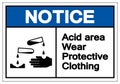 Notice Acid Area Wear Protective Clothing Symbol Sign, Vector Illustration, Isolate On White Background Label .EPS10 Royalty Free Stock Photo