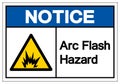 Notice Arc Flash Hazard Symbol Sign, Vector Illustration, Isolate On White Background Label .EPS10 Royalty Free Stock Photo