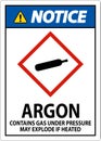 Notice Argon GHS Sign On White Background