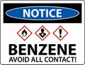 Notice Benzene Avoid All Contact GHS Sign On White Background