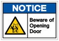 Notice Beware Of Opening Door Symbol Sign, Vector Illustration, Isolate On White Background Label. EPS10 Royalty Free Stock Photo