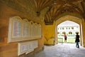 Notice board and cloisters of Magdalen College, University of Oxford Royalty Free Stock Photo