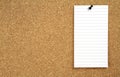 Cork notice board and white note paper Royalty Free Stock Photo