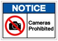 Notice Cameras Prohibited Symbol Sign, Vector Illustration, Isolated On White Background Label .EPS10 Royalty Free Stock Photo