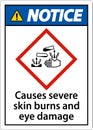 Notice Causes Severe Skin Burns Eye Damage GHS Sign