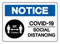 Notice Covid-19 Social Distancing 6ft Symbol, Vector Illustration, Isolated On White Background Label. EPS10