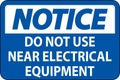 Notice Do Not Use Near Electrical Equipment Royalty Free Stock Photo