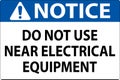 Notice Do Not Use Near Electrical Equipment Royalty Free Stock Photo