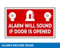 Notice Emergency Exit Only Alarm Will Sound When Door is Opened Sign In Vector, Easy To Use And Print Design Templates Royalty Free Stock Photo