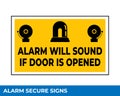 Notice Emergency Exit Only Alarm Will Sound When Door is Opened Sign In Vector, Easy To Use And Print Design Templates Royalty Free Stock Photo